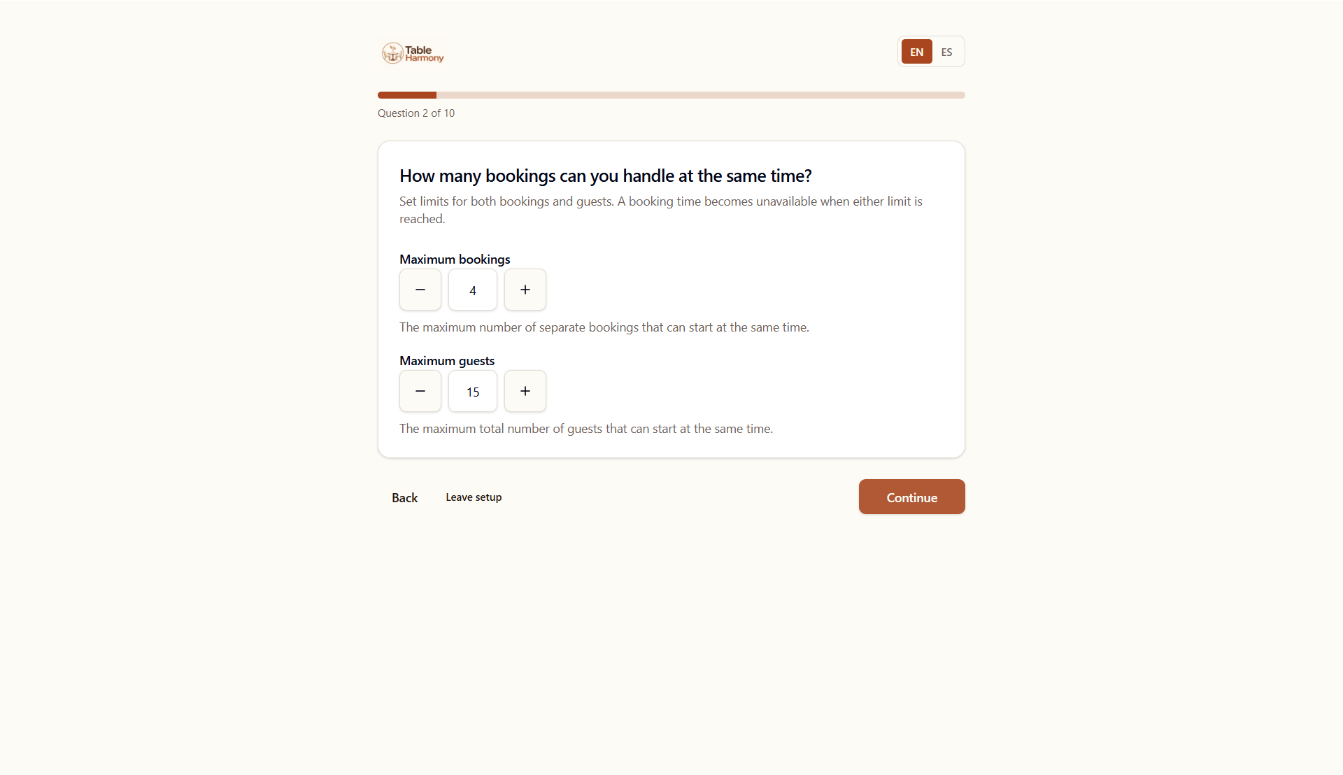 Screenshot of the Table Harmony onboarding